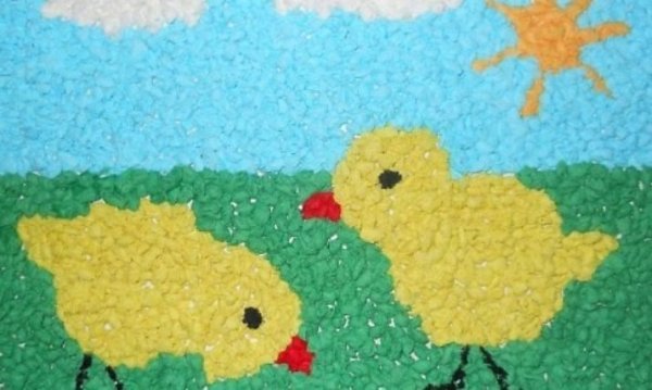 Аппликация из скрученных салфеток