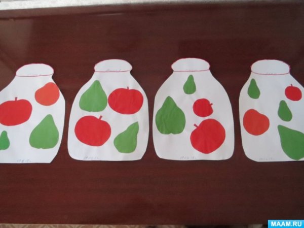 Аппликация консервируем фрукты младшая группа