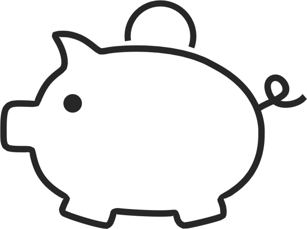 Свинья копилка контур