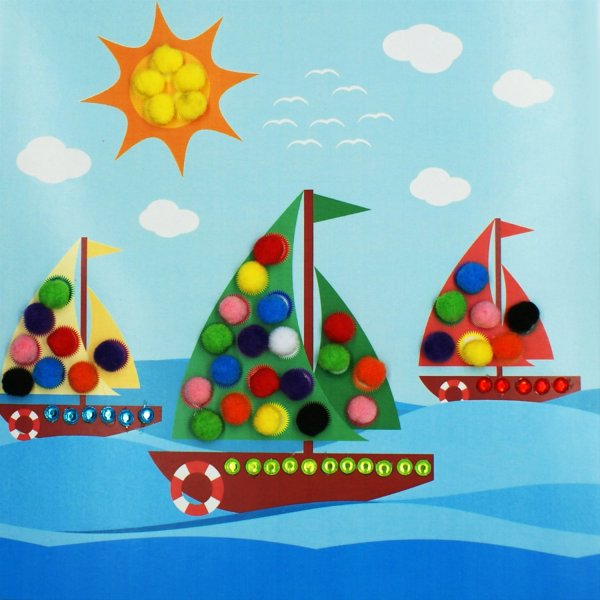 Кораблик аппликация из бумаги