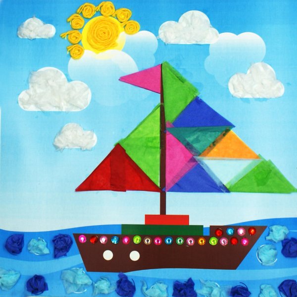 Кораблик из цветной бумаги