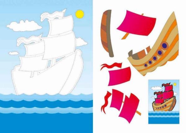 Аппликация кораблик