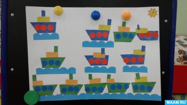 Аппликация корабли на рейде средняя группа