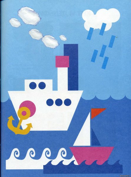 Объемная аппликация. Кораблик