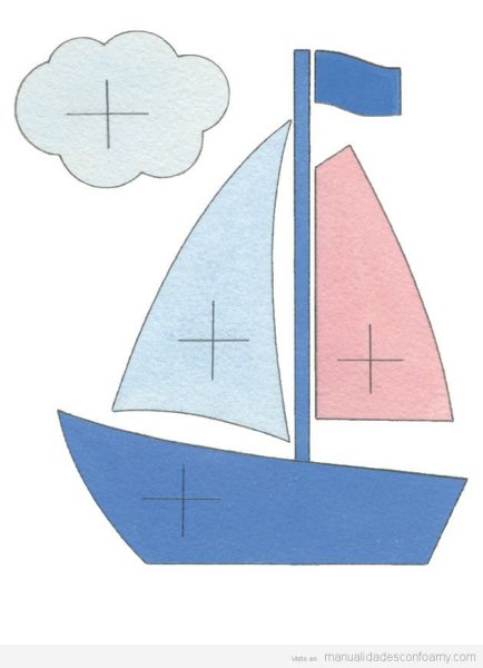 Трафарет кораблика для аппликации