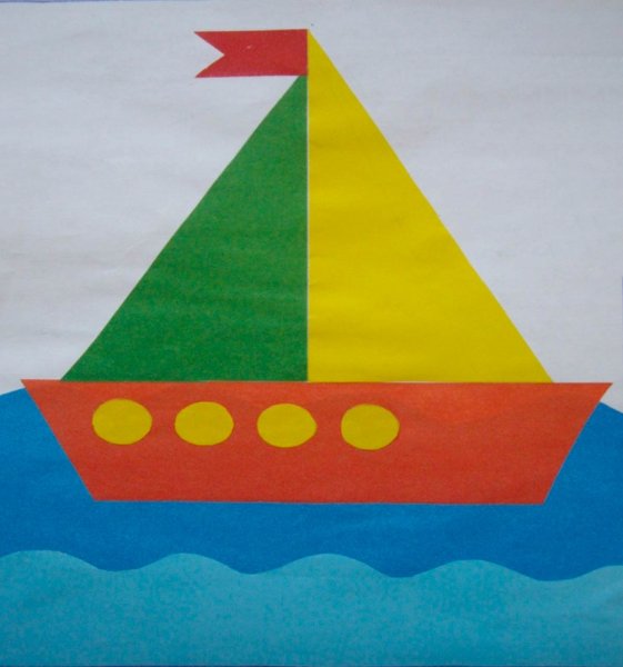 Аппликация в подготовительной группе пароход Колдина