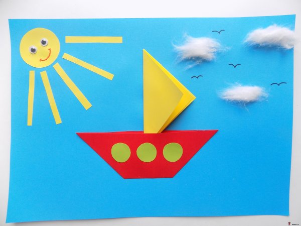 Объемная аппликация. Кораблик