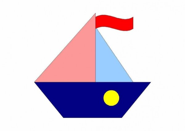 Кораблик из геометрических фигур для дошкольников