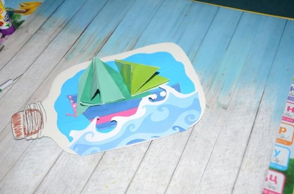 Аппликация корабль в бутылке