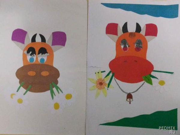 Объемная аппликация коровка