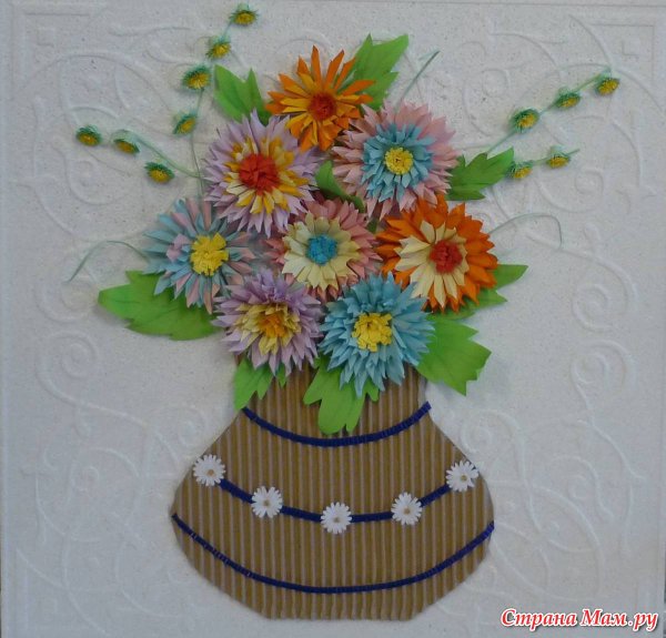 Ваза с цветами поделка из бумаги