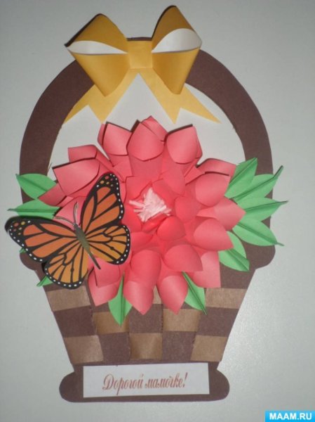 Аппликация корзина с цветами