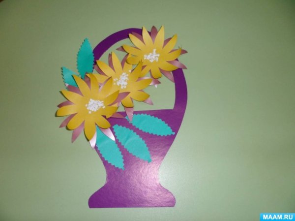 Корзинка с цветами поделка на 8 марта