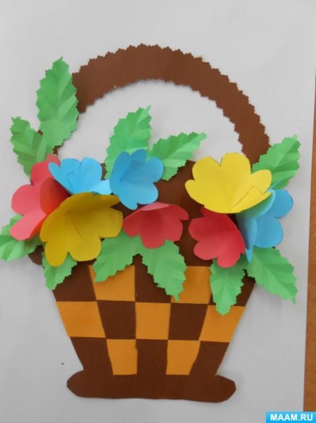 Поделка корзинка с цветами из бумаги