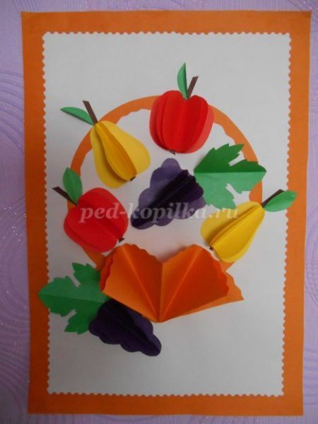 Аппликация корзина с фруктами подготовительная группа