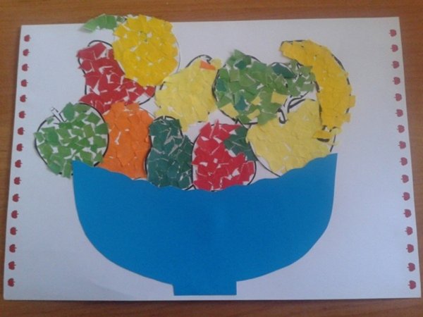 Отрывная аппликация корзина с фруктами