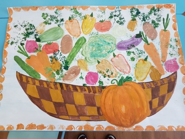 Овощи в корзинке рисование старшая группа