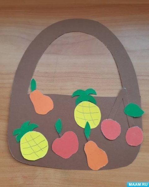 Аппликация корзина с фруктами