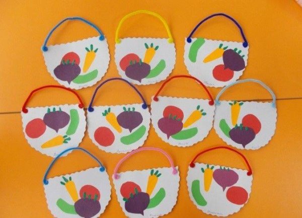 Аппликация корзина с овощами