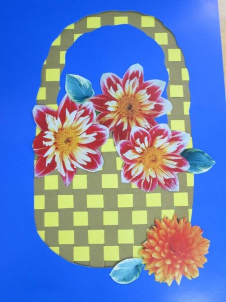 Поделка корзина с цветами