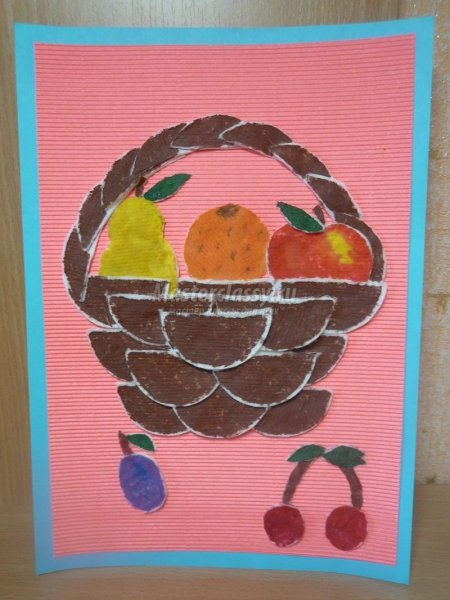 Корзина с овощами и фруктами аппликация