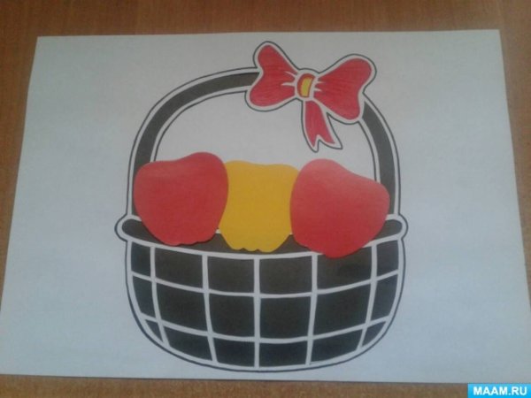 Аппликация корзина с фруктами старшая группа