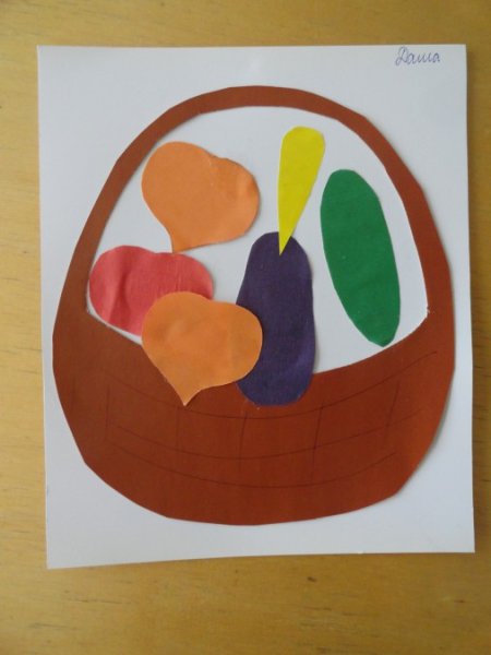 Корзинка с овощами аппликация