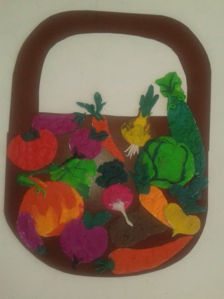 Аппликация корзина с фруктами старшая группа