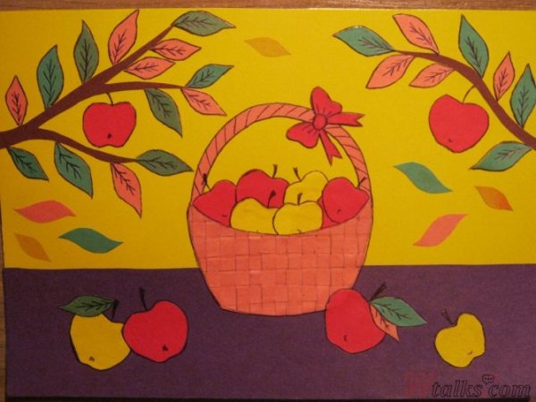 Аппликация корзинка с фруктами