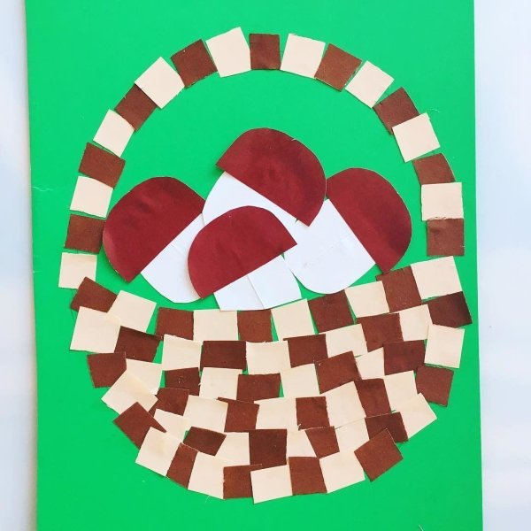 Аппликация корзина с грибами в средней группе