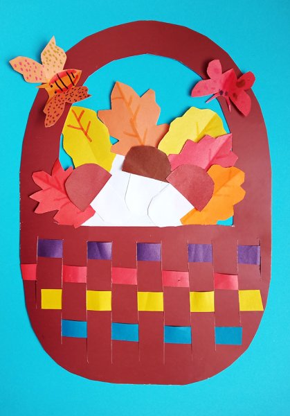 Аппликация корзина с фруктами