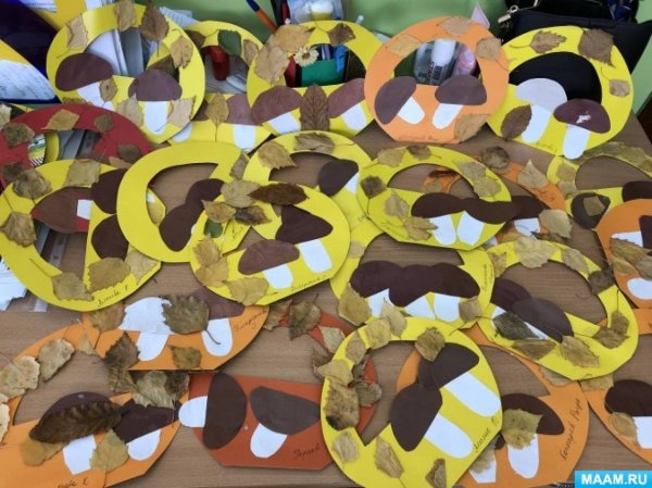 Аппликация корзинка с грибами