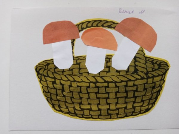 Аппликация корзина грибов в средней группе