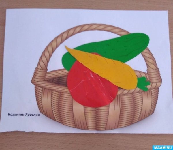 Корзина с овощами из цветной бумаги