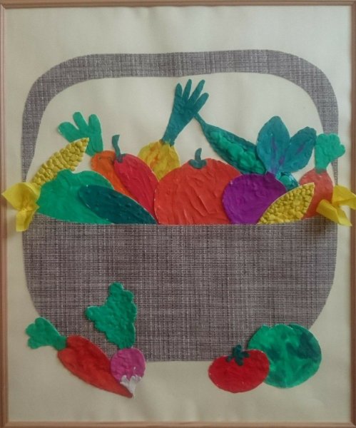 Аппликация корзина с овощами