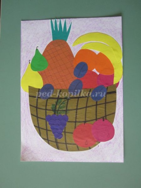 Аппликация корзинка с фруктами
