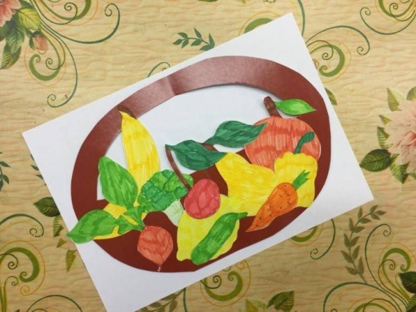 Корзинка с овощами аппликация