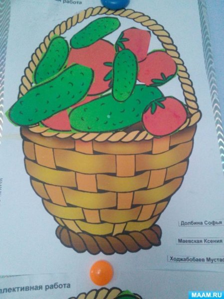 Аппликация корзина с фруктами старшая группа
