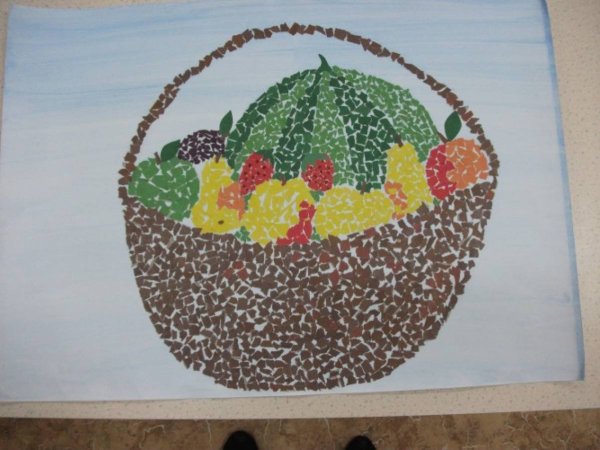 Аппликация корзина с овощами