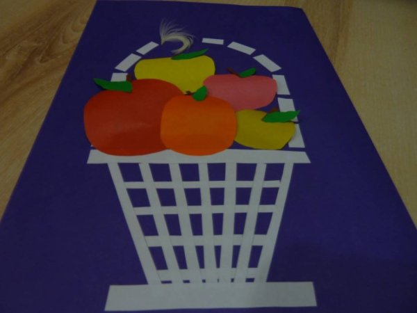 Аппликация корзина с фруктами