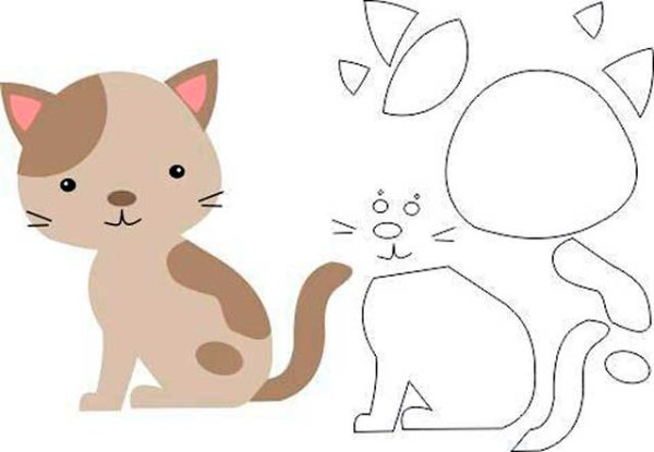 Шаблон котика для аппликации