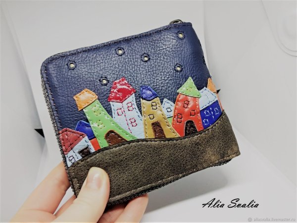 Кожаный кошелек с аппликацией