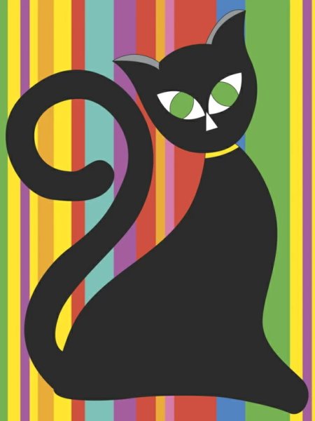 Аппликация кошка из ткани