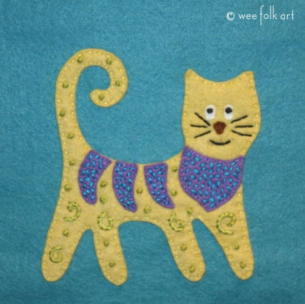 Аппликация из ткани кот