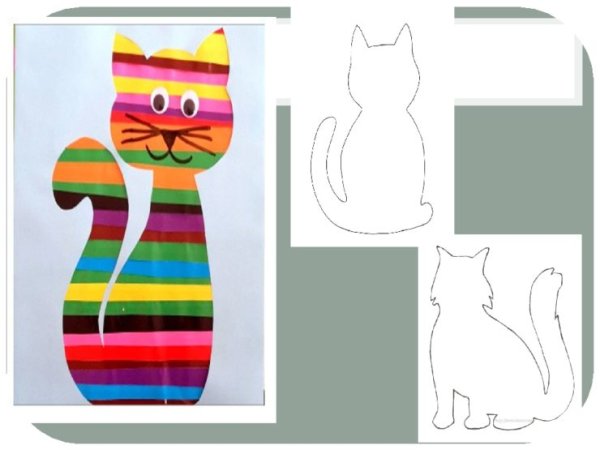 Кот аппликация из бумаги