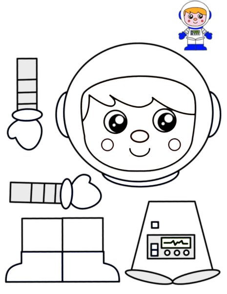 Шаблоны Космонавтов для детей