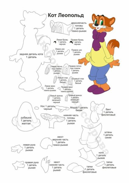 Выкройка кота Леопольда