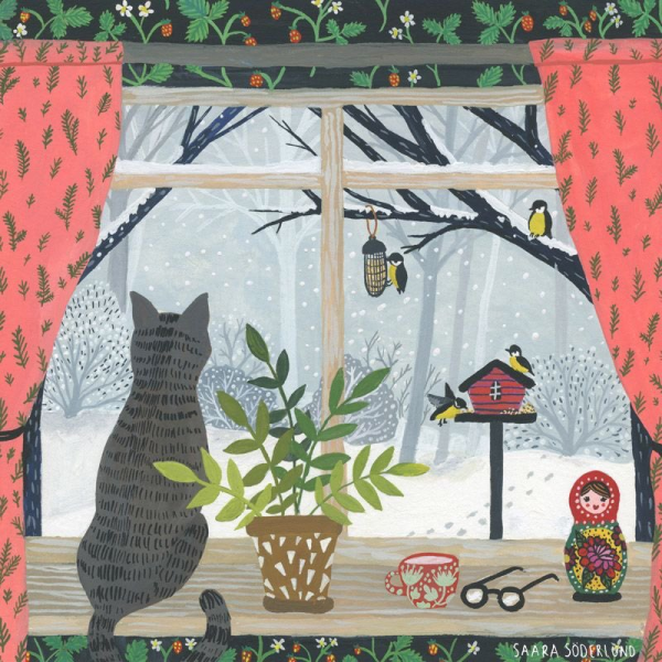 Кошка на окошке для детей