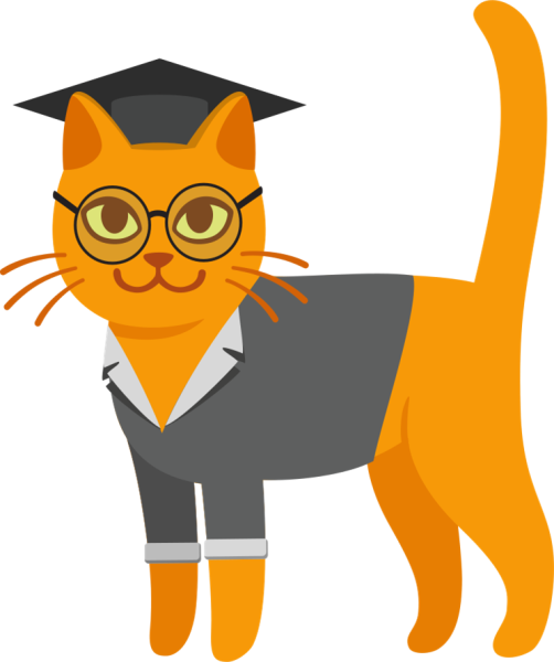 Кот ученый на прозрачном фоне