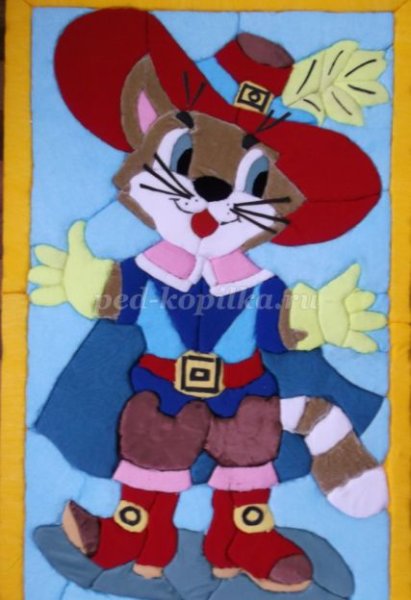 Аппликация кот в сапогах